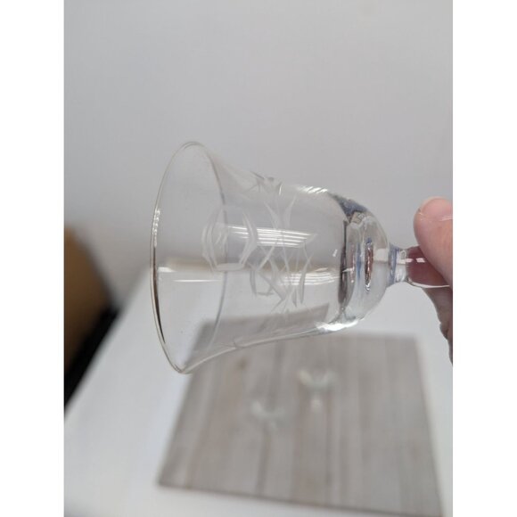 Set Of 3 Cordial Glasses Vintage Etched Wheat Pattern 4 1/8" Tall - Picture 4 of 6